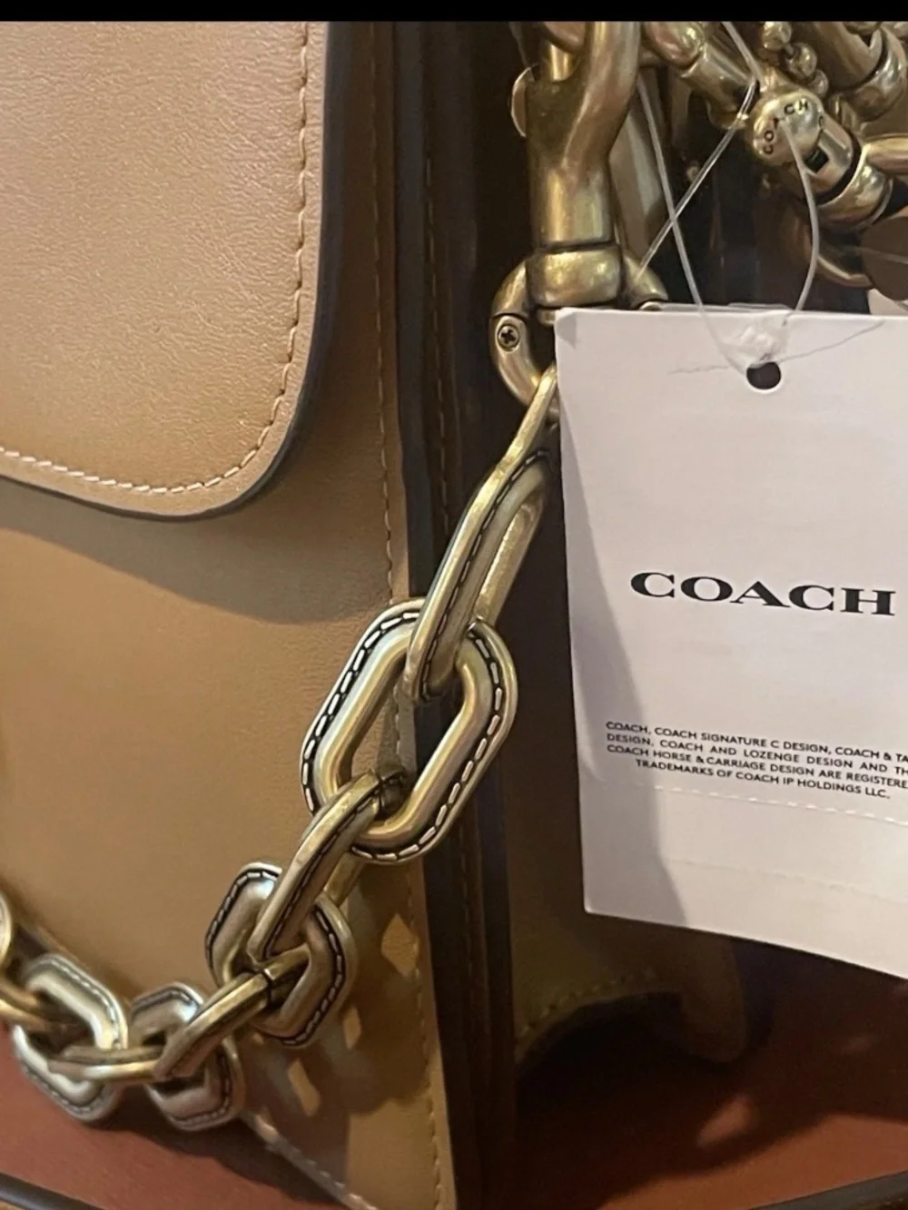 Coach Chain Tabby Honey Brown Leather With Brass Hardware Shoulder Bag CY919 NWT